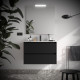 Meuble salle de bains 90cm 2 tiroirs et miroir Black Satin NOJA - SALGAR 105419