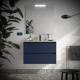 Meuble salle de bains 90cm 2 tiroirs et miroir Blue Satin NOJA - SALGAR 105420