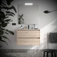 Meuble salle de bains 90cm 2 tiroirs et miroir Chêne Naturel NOJA - SALGAR 105423