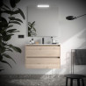 Meuble salle de bains 90cm 2 tiroirs et miroir Chêne Naturel NOJA - SALGAR 105423