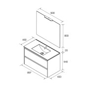 Meuble salle de bains 90cm 2 tiroirs Chêne Naturel NOJA - SALGAR 105423