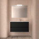 Meuble salle de bains 100cm 2 tiroirs et miroir Black Satin NOJA - SALGAR 105428