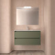 Meuble salle de bains 100cm 2 tiroirs et miroir Green Satin NOJA - SALGAR 105430