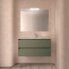 Meuble salle de bains 100cm 2 tiroirs et miroir Green Satin NOJA - SALGAR 105430