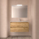 Meuble salle de bains 100cm 2 tiroirs et miroir Chêne Africain NOJA - SALGAR 105433