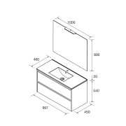 Meuble salle de bains 100cm 2 tiroirs Chêne Africain NOJA - SALGAR 105433
