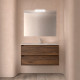 Meuble salle de bains 100cm 2 tiroirs et miroir Noyer Maya NOJA - SALGAR 105434