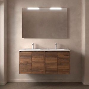 Meuble salle de bains et miroir 120cm 4 portes Portes Noyer Maya NOJA - SALGAR 105308