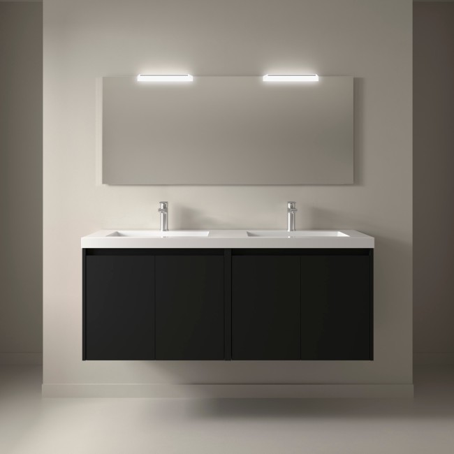 Meuble salle de bains et miroir 140cm 4 portes Black Satin NOJA - SALGAR 105311