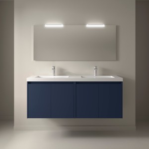 Meuble salle de bains et miroir 140cm 4 portes Blue Satin NOJA - SALGAR 105312