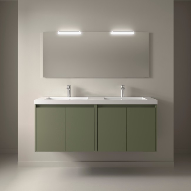 Meuble salle de bains et miroir 140cm 4 portes Green Satin NOJA - SALGAR 105313