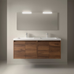 Meuble salle de bains et miroir 140cm 4 portes Noyer Maya NOJA - SALGAR 105317