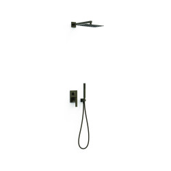 Kit douche mitigeur encastré à 2 voies Rapid-box Noir Bronze - TRES 20228004KMB