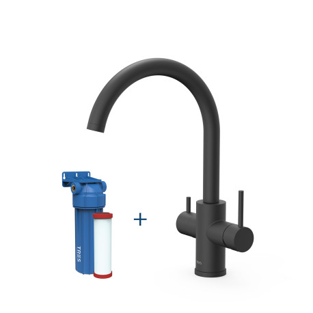 Mitigeur de cuisine 2 voies Noir mat - TRES 23045402NM