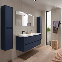 Meuble salle de bains 140cm 4 tiroirs et miroir Blue Satin NOJA - SALGAR 105447