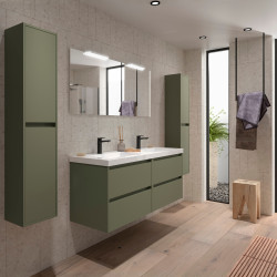 Meuble salle de bains 140cm 4 tiroirs et miroir Green Satin NOJA - SALGAR 105448