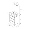 Meuble salle de bains 60cm 3 tiroirs et miroir Blanc Brillant NOJA - SALGAR 105619