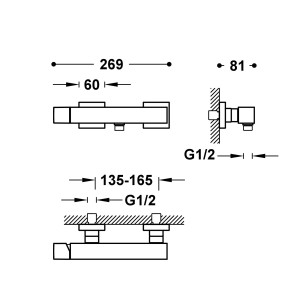 Mitigeur mural pour douche Noir Bronze - TRES 00716703KMB