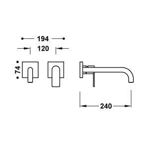 Façade mitigeur lavabo Or Mat 24K - TRES 20030022OM