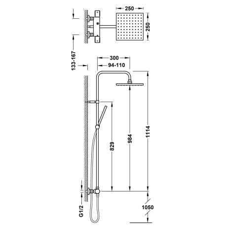 Colonne de douche thermostatique 2 voies Chrome - TRES 19039317