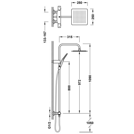 Colonne de douche thermostatique 2 voies Chrome - TRES 19039313
