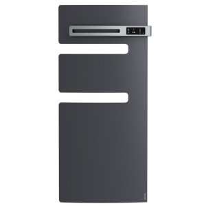 Sèche-serviettes électrique ATLANTIC Anthracite 1500W (500W+1000W) Mât à droite SERENIS soufflant