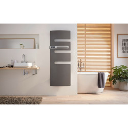 Sèche-serviettes électrique ATLANTIC 1500W Anthracite (500W+1000W) Mât à gauche SERENIS soufflant