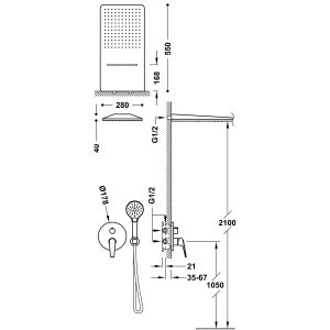 Kit douche mitigeur encastré à 3 voies Rapid‑box Chromé - TRES 28127301