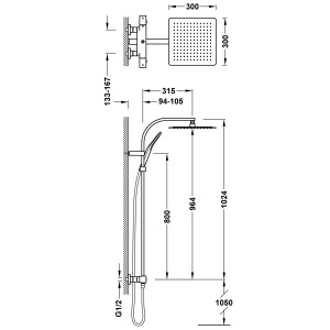 Colonne de douche thermostatique 2 voies Chrome - TRES 19039309