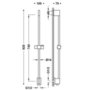 Barre coulissante pour douche Or Rose Mat 24K - TRES 03493299OPM