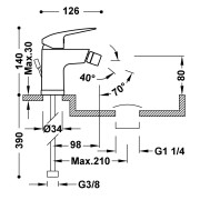 Mitigeur pour bidet Chrome - TRES 21612010DA