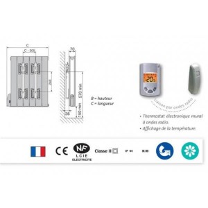 Radiateur électrique à fluide caloporteur horizontal 750W TAMARI - FINIMETAL 3634002
