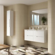 Meuble Salle De Bain + Vasque Vima 120 4 Tiroirs White Satin - SALGAR 111757