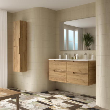 Meuble Salle De Bain + Vasque Vima 120 4 Tiroirs Chêne Africain - SALGAR 111761