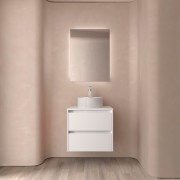 Meuble salle de bains et plan de toilette 60cm 2 tiroirs White Satin NOJA - SALGAR 105454