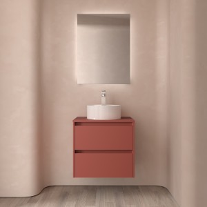 Meuble salle de bains et plan de toilette 60cm 2 tiroirs Red Satin NOJA - SALGAR 105458