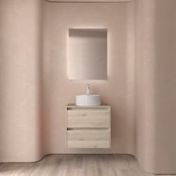 Meuble salle de bains et plan de toilette 60cm 2 tiroirs Chêne Naturel NOJA - SALGAR 105459