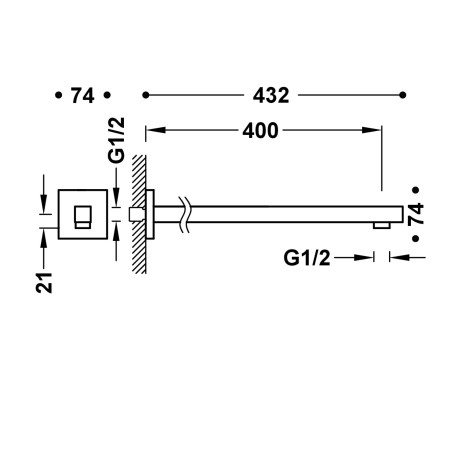 Bras mural pour pommeau de douche Or Rose Mat 24K - TRES 13413940OPM
