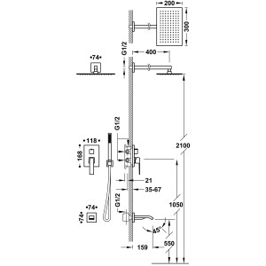 Kit douche mitigeur encastré à 3 voies Rapid‑box Chromé - TRES 20227303