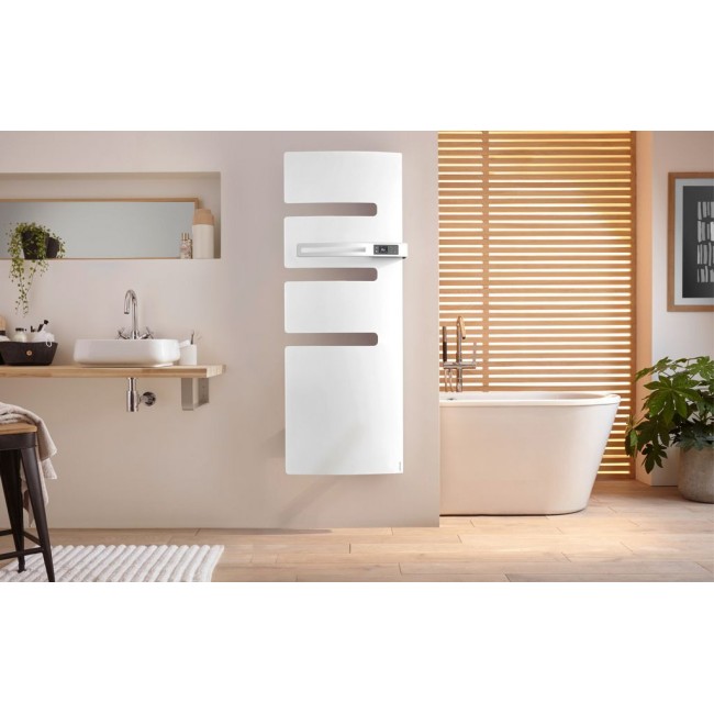 Sèche-serviettes électrique ATLANTIC 500W Mât à droite SERENIS Blanc Brillant