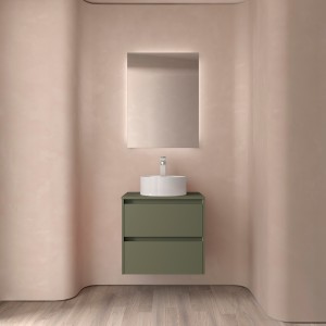 Meuble salle de bains et plan de toilette 70cm 2 tiroirs Green Satin NOJA - SALGAR 105466