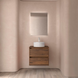 Meuble salle de bains et plan de toilette 70cm 2 tiroirs Noyer Maya NOJA - SALGAR 105470
