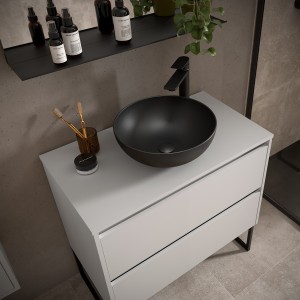 Meuble salle de bains et plan de toilette 90cm 2 tiroirs White Satin NOJA - SALGAR 105499