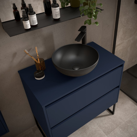 Meuble salle de bains et plan de toilette 90cm 2 tiroirs Blue Satin NOJA - SALGAR 105501