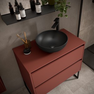 Meuble salle de bains et plan de toilette 90cm 2 tiroirs Red Satin NOJA - SALGAR 105503