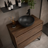 Meuble salle de bains et plan de toilette 90cm 2 tiroirs Noyer Maya NOJA - SALGAR 105506