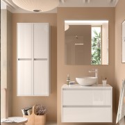 Meuble salle de bains et plan de toilette 100cm 2 tiroirs Blanc Brillant NOJA - SALGAR 105507