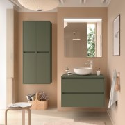 Meuble salle de bains et plan de toilette 100cm 2 tiroirs Green Satin NOJA - SALGAR 105511