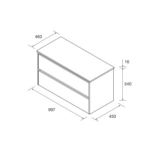 Meuble salle de bains et plan de toilette 100cm 2 tiroirs Green Satin NOJA - SALGAR 105511