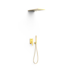 Kit douche mitigeur encastré à 3 voies Rapid‑box Or 24K - TRES 20227301OR